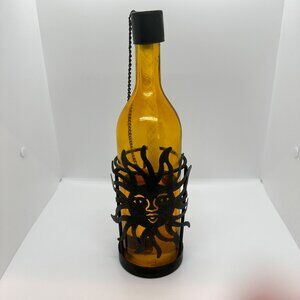 SOLD Metal Sun Wine Bottle Oil Lamp Tiki Torch 90s Celestial Camping Candle